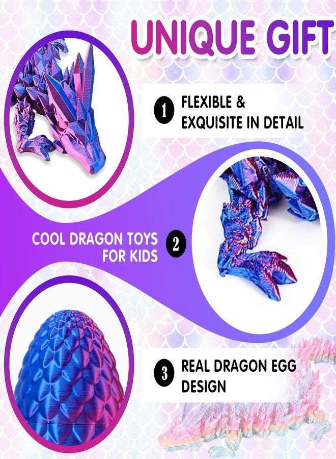 Apear1 6 Pcs 3D Printed Dragon Eggs with Dragon Inside, Mini Dragon Egg Fidget Toy 3D Articulated Crystal Dragon Eggs, Easter Basket Stuffers 3D Printed Easter Eggs Animals Toy Set (Multicolor-6pcs) - Image 3